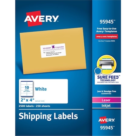 Avery Label, Shpng, 2X4, We, 2500 10PK AVE95945